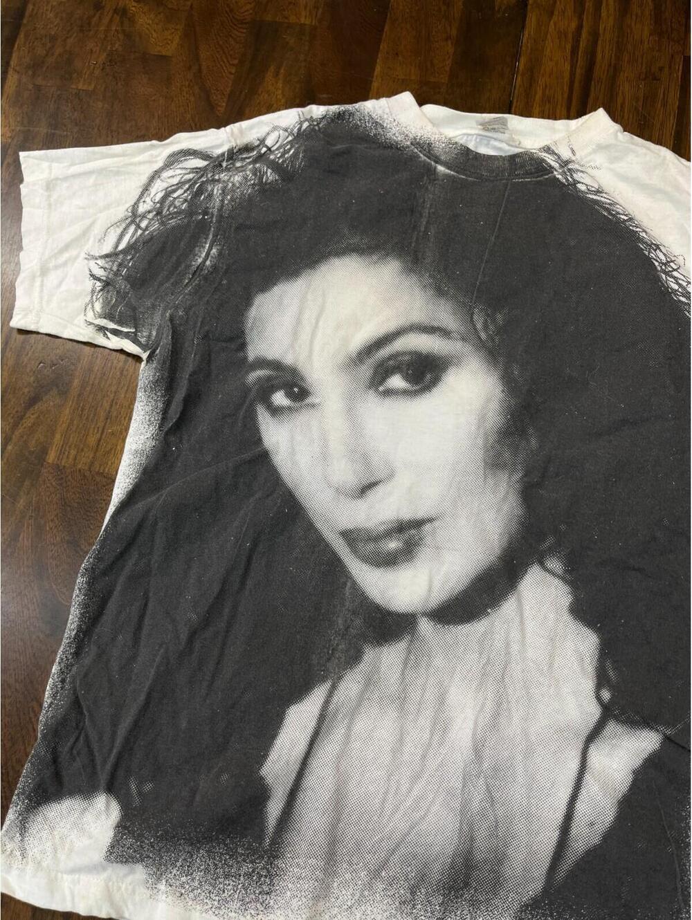 VTG Cher All Over Print T Shirt Heart Dagger Angel Face XL